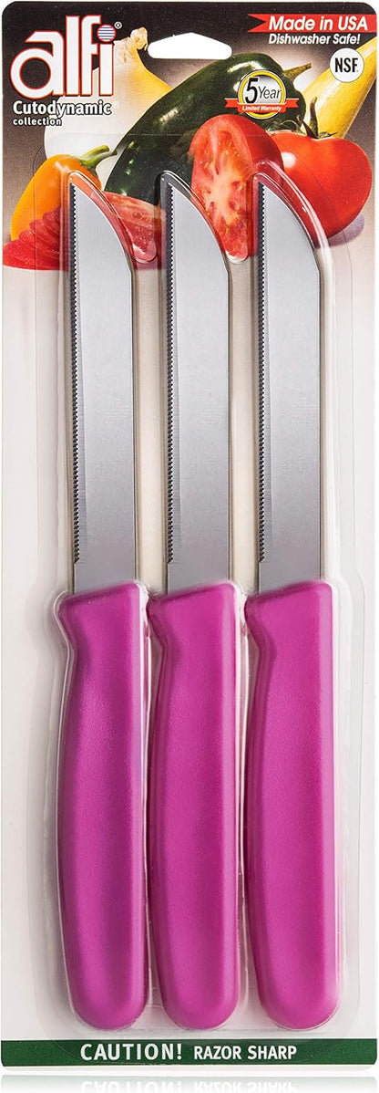 All-Purpose Knives Aerospace Precision Pointed Tip - Home And Kitchen Supplies - Serrated Steak Knives Set | Made in USA (Pink Pearl)
