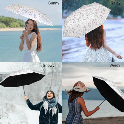 UV Sun Umbrella Compact Folding Umbrella lightweight Portable Manual Travel Umbrella for Rainproof & 99% UV Protection with Black Anti-UV Coating