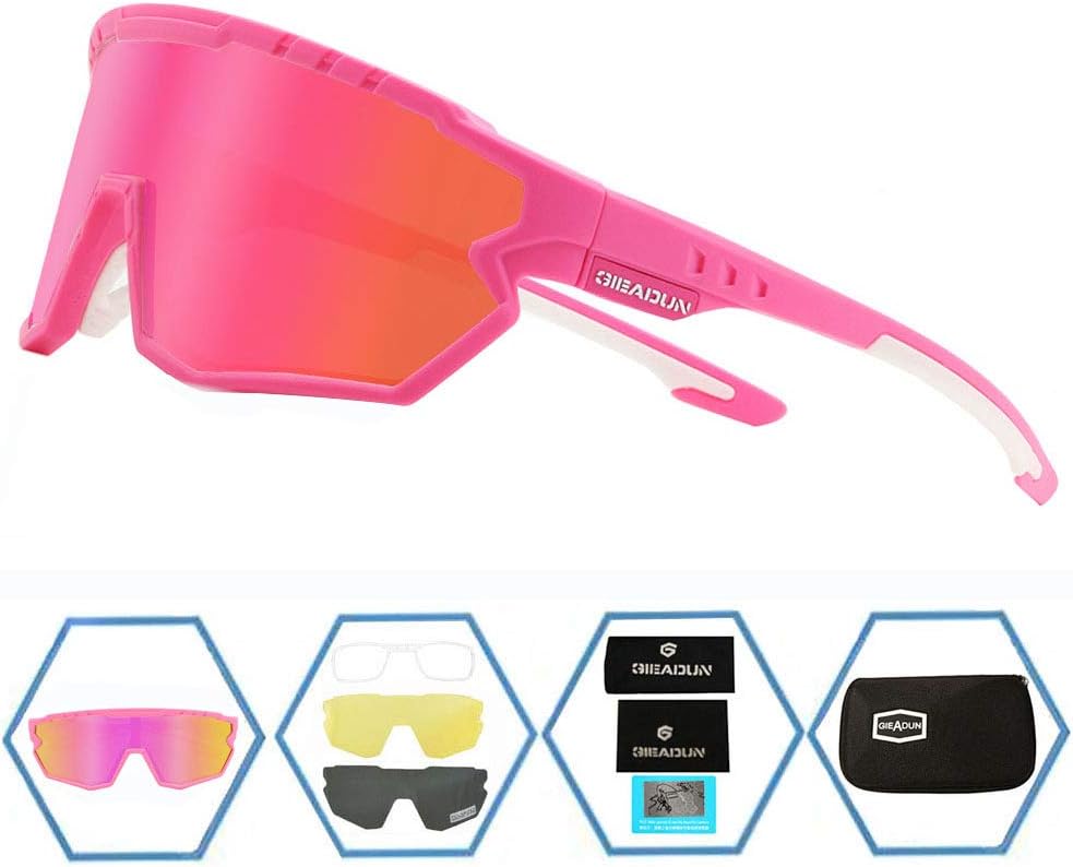 Polarized Men Women Sports Sunglasses, UV400 Wrap-Around Cycling Baseball TR90 Eyewear for Fishing Driving Softball