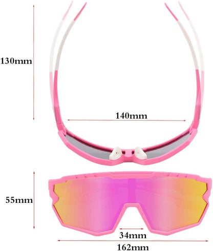 Polarized Men Women Sports Sunglasses, UV400 Wrap-Around Cycling Baseball TR90 Eyewear for Fishing Driving Softball