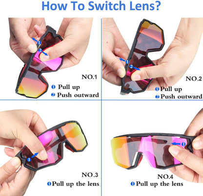 Polarized Men Women Sports Sunglasses, UV400 Wrap-Around Cycling Baseball TR90 Eyewear for Fishing Driving Softball