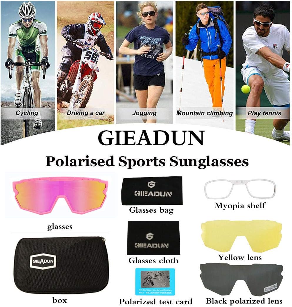 Polarized Men Women Sports Sunglasses, UV400 Wrap-Around Cycling Baseball TR90 Eyewear for Fishing Driving Softball