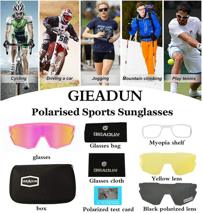 Polarized Men Women Sports Sunglasses, UV400 Wrap-Around Cycling Baseball TR90 Eyewear for Fishing Driving Softball