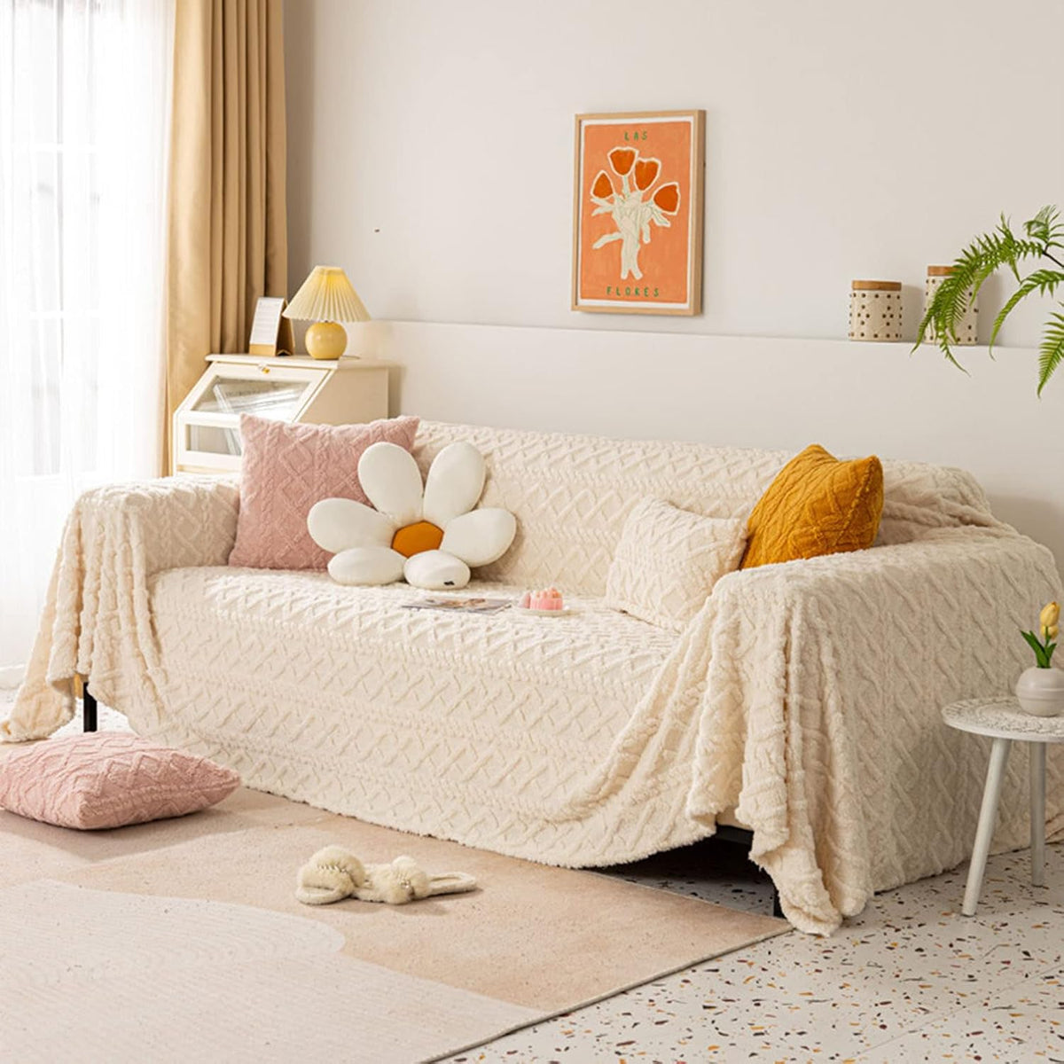 Plush Thick Sofa Bed Blanket Throw Solid Color Sofa Cover Furniture Protector Ultra Soft Throw Bedspread Modern Style -pink-180cmx130cm