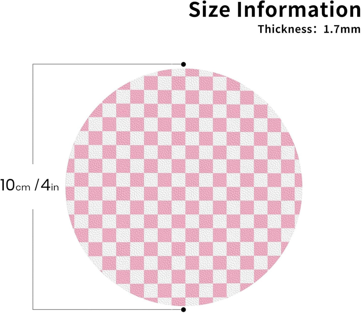 Pink Pastel Checkered Print Coasters Set of 4, Drink Coasters for Tabletop Protection Suitable for Kinds of Cups, Funny Cup Coaster for Living Room Home Decor
