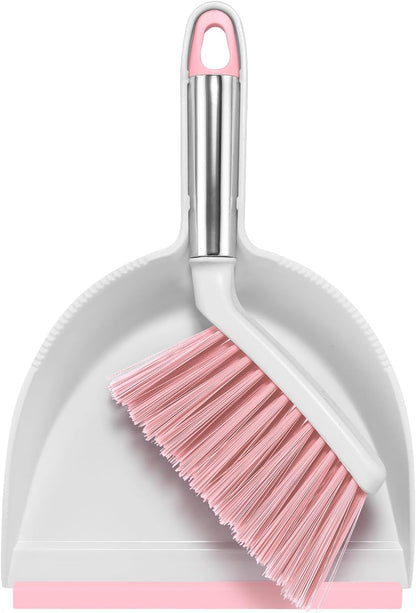 Mini Broom and Dustpan Set, Small Dust Pan and Brush Set,Pink