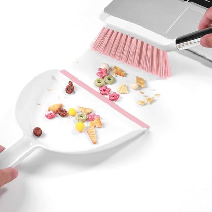 Mini Broom and Dustpan Set, Small Dust Pan and Brush Set,Pink