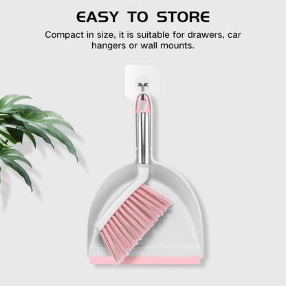 Mini Broom and Dustpan Set, Small Dust Pan and Brush Set,Pink