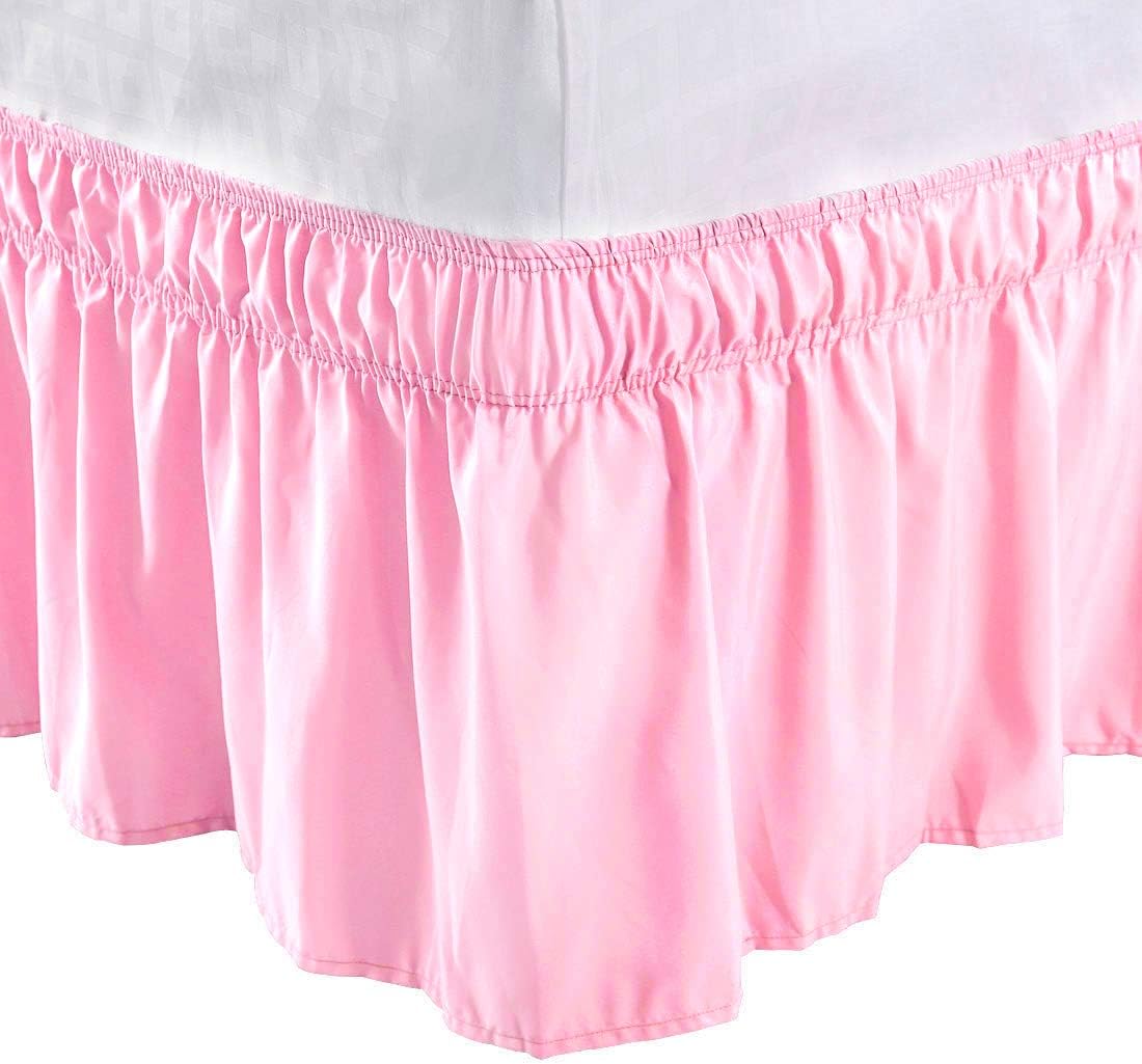 Bed Skirt Wrap Around, Bedskirt 15 Inch Drop Queen Pink