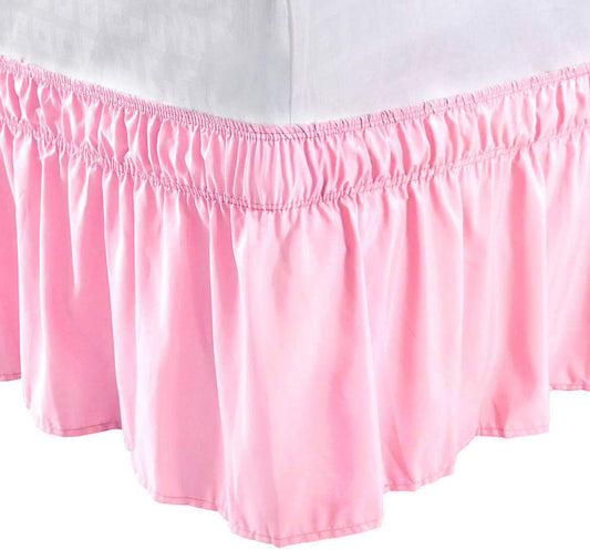 Bed Skirt Wrap Around, Bedskirt 15 Inch Drop Queen Pink