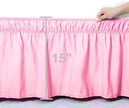 Bed Skirt Wrap Around, Bedskirt 15 Inch Drop Queen Pink