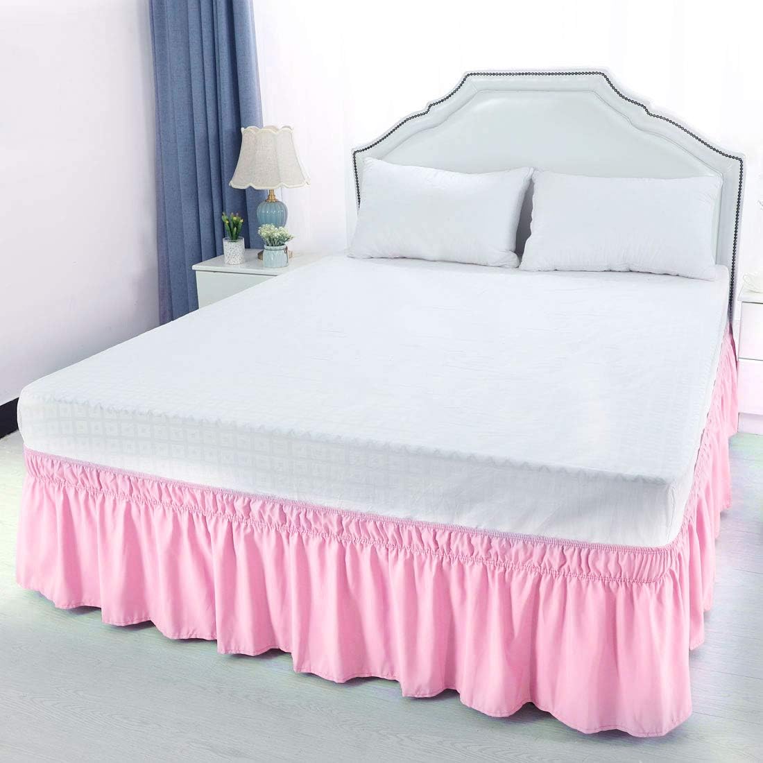 Bed Skirt Wrap Around, Bedskirt 15 Inch Drop Queen Pink