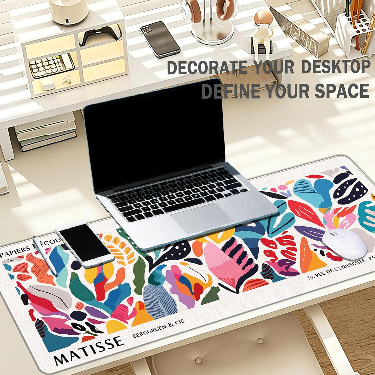 Abstract Computer Desk Mat Matisse Boho Mouse Pad 31.5x11.8