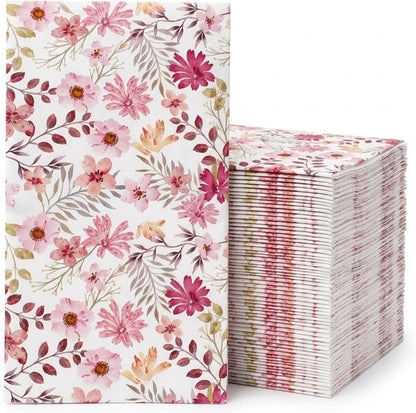Peachy Pink Disposable Airlaid Buffet/Guest Towels Linen-Feel Luxury Napkins for Parties, Bathroom & Events - 16 Pack
