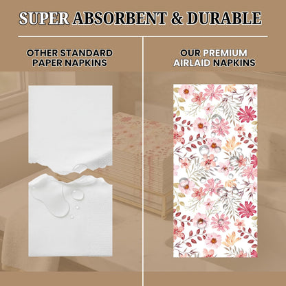Peachy Pink Disposable Airlaid Buffet/Guest Towels Linen-Feel Luxury Napkins for Parties, Bathroom & Events - 16 Pack