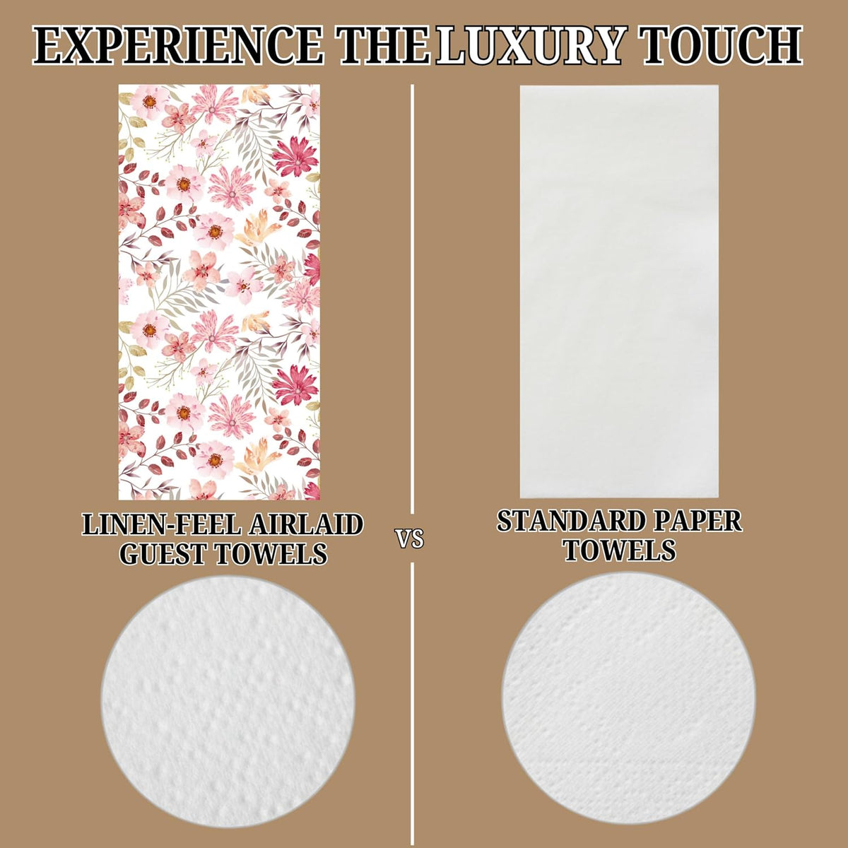 Peachy Pink Disposable Airlaid Buffet/Guest Towels Linen-Feel Luxury Napkins for Parties, Bathroom & Events - 16 Pack