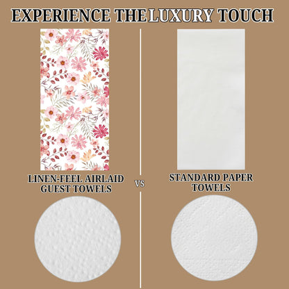 Peachy Pink Disposable Airlaid Buffet/Guest Towels Linen-Feel Luxury Napkins for Parties, Bathroom & Events - 16 Pack