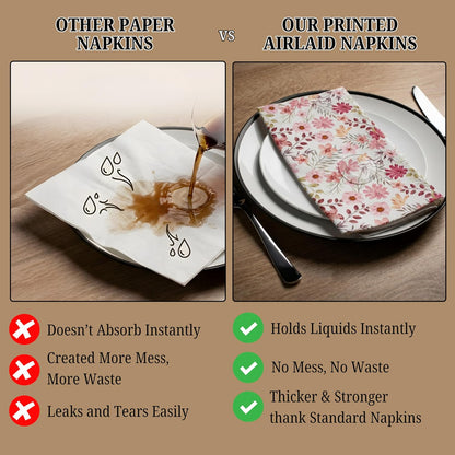 Peachy Pink Disposable Airlaid Buffet/Guest Towels Linen-Feel Luxury Napkins for Parties, Bathroom & Events - 16 Pack