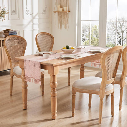 ZeeMart Macrame Style Boho Table Runner, 12x36 Inch Light Pink