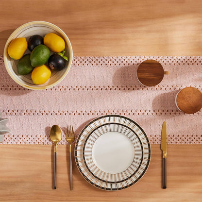 ZeeMart Macrame Style Boho Table Runner, 12x36 Inch Light Pink