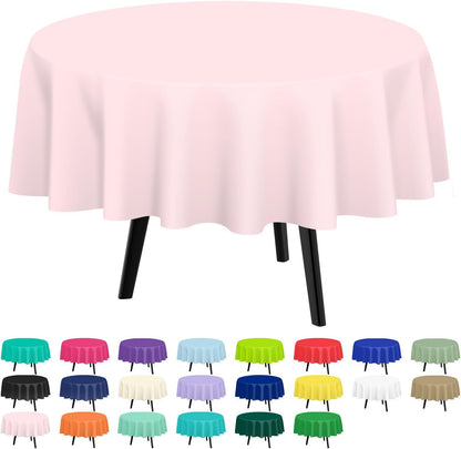 2 Pack Pink Round Plastic Tablecloth Disposable