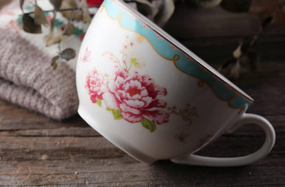 Serve of 4 Vintage Rose China Tea Cup/Coffee Cup Spoon and Saucer Set- 7 Oz, Afternoon Tea Set, Gift for Women TCS29(4)