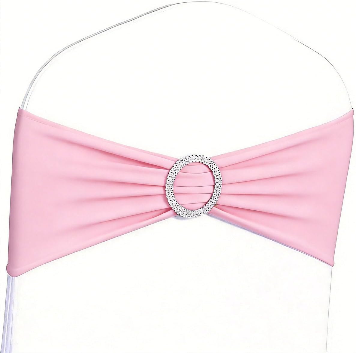 Pink Chair Sashes 50 Pack, Chairs Bands for Wedding Party Banquet Decoration, Spandex Chair Ties Bows with Buckle Slider