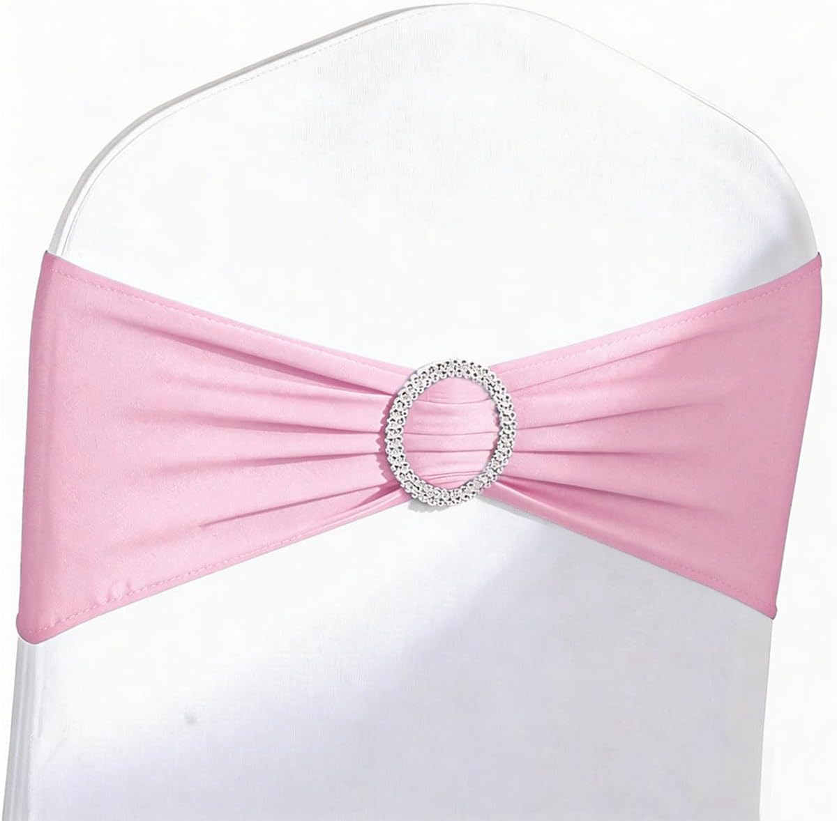 Pink Chair Sashes 50 Pack, Chairs Bands for Wedding Party Banquet Decoration, Spandex Chair Ties Bows with Buckle Slider