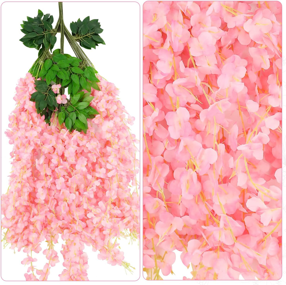 Alotiki Wisteria Hanging Flowers,36 Pack Fake Hanging Flowers Wisteria Artificiales Garland for Home Wedding Arch Floral Party Garden Ceremony Outdoor Decor,3.6 Feet Long(36,Pink)