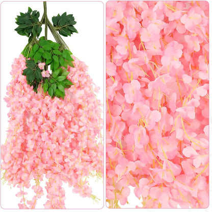 Alotiki Wisteria Hanging Flowers,36 Pack Fake Hanging Flowers Wisteria Artificiales Garland for Home Wedding Arch Floral Party Garden Ceremony Outdoor Decor,3.6 Feet Long(36,Pink)