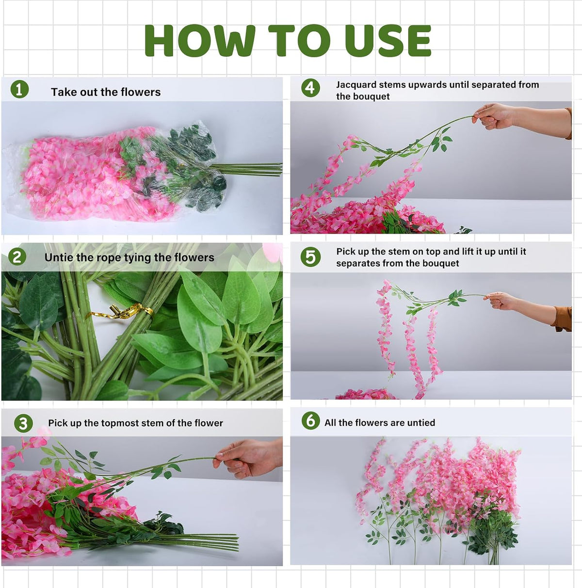 Alotiki Wisteria Hanging Flowers,36 Pack Fake Hanging Flowers Wisteria Artificiales Garland for Home Wedding Arch Floral Party Garden Ceremony Outdoor Decor,3.6 Feet Long(36,Pink)