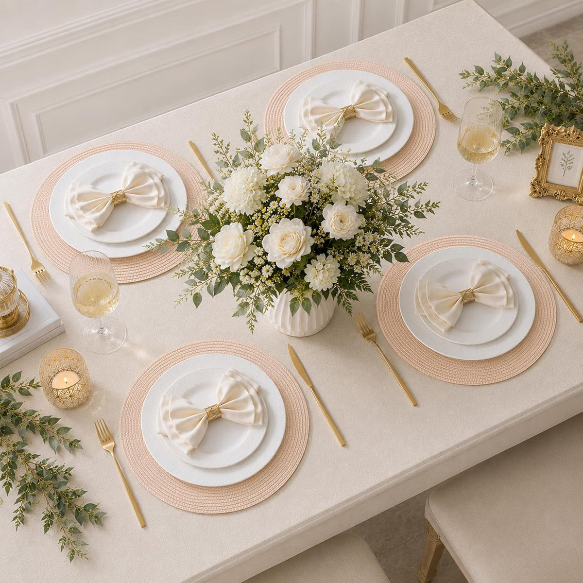 Round Braided Placemats Set of 4 14 Inch Dusty Pink Woven Placemats for Dining Table Washable Non-Slip Table Mats for Kitchen Farmhouse and Indoor Outdoor Dining