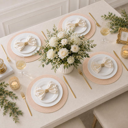 Round Braided Placemats Set of 4 14 Inch Dusty Pink Woven Placemats for Dining Table Washable Non-Slip Table Mats for Kitchen Farmhouse and Indoor Outdoor Dining