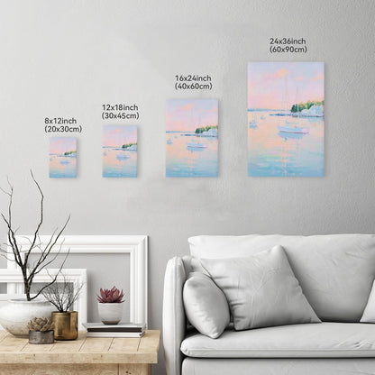 Coastal Pink Wall Art Set of 3 Maximalist Ocean & Beach Landscape Canvas Poster Trendy Sailboats Flowers Sunset Painting Pastel Picture Prints for Bedroom Home Decor 12x18inch Unframed