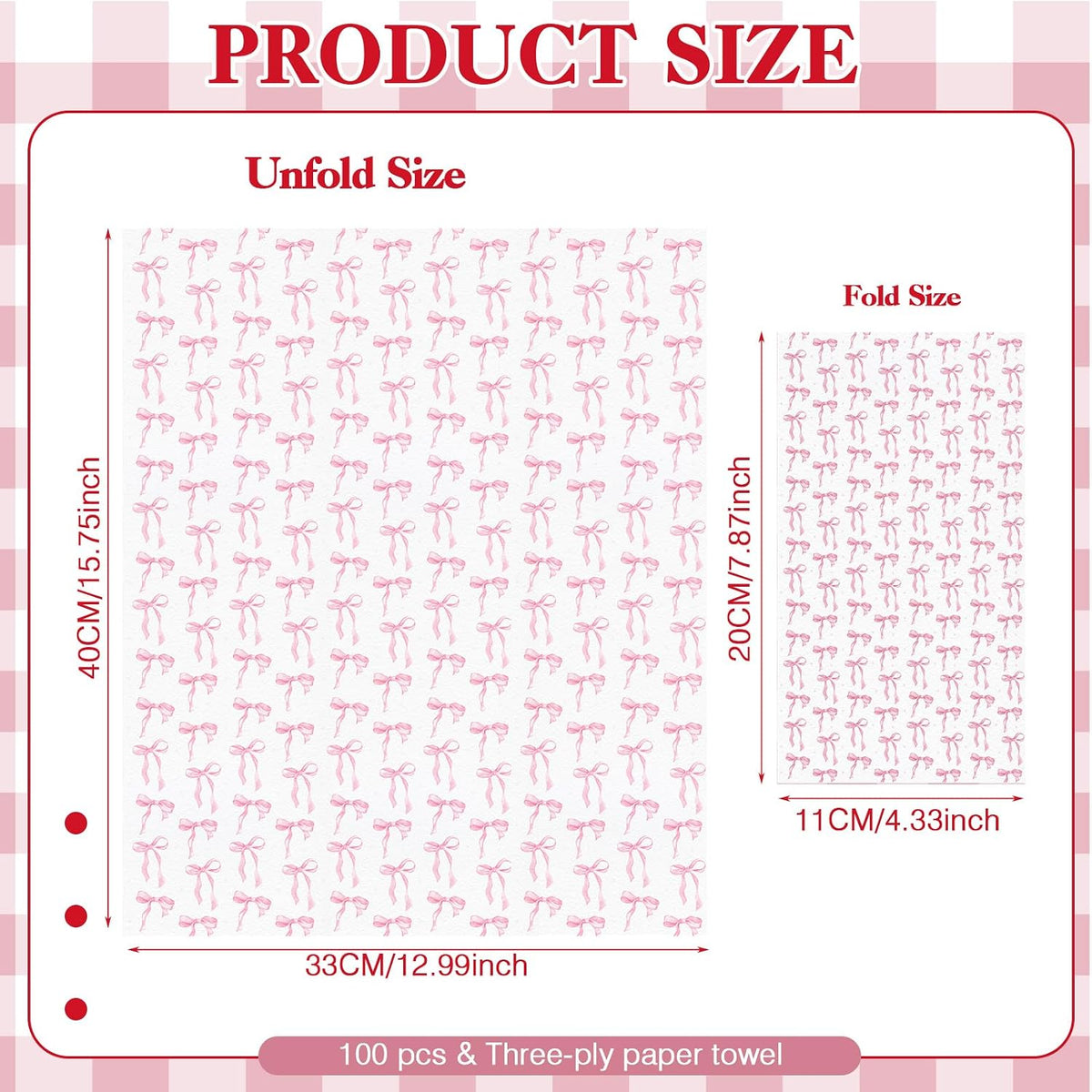 100 Pack Pink Coquette Bow Napkins Disposable Folded Paper Towel Bow Party Supplies for Birthday Bridal Shower Bachelorette Bathroom wedding Engagement Decoration