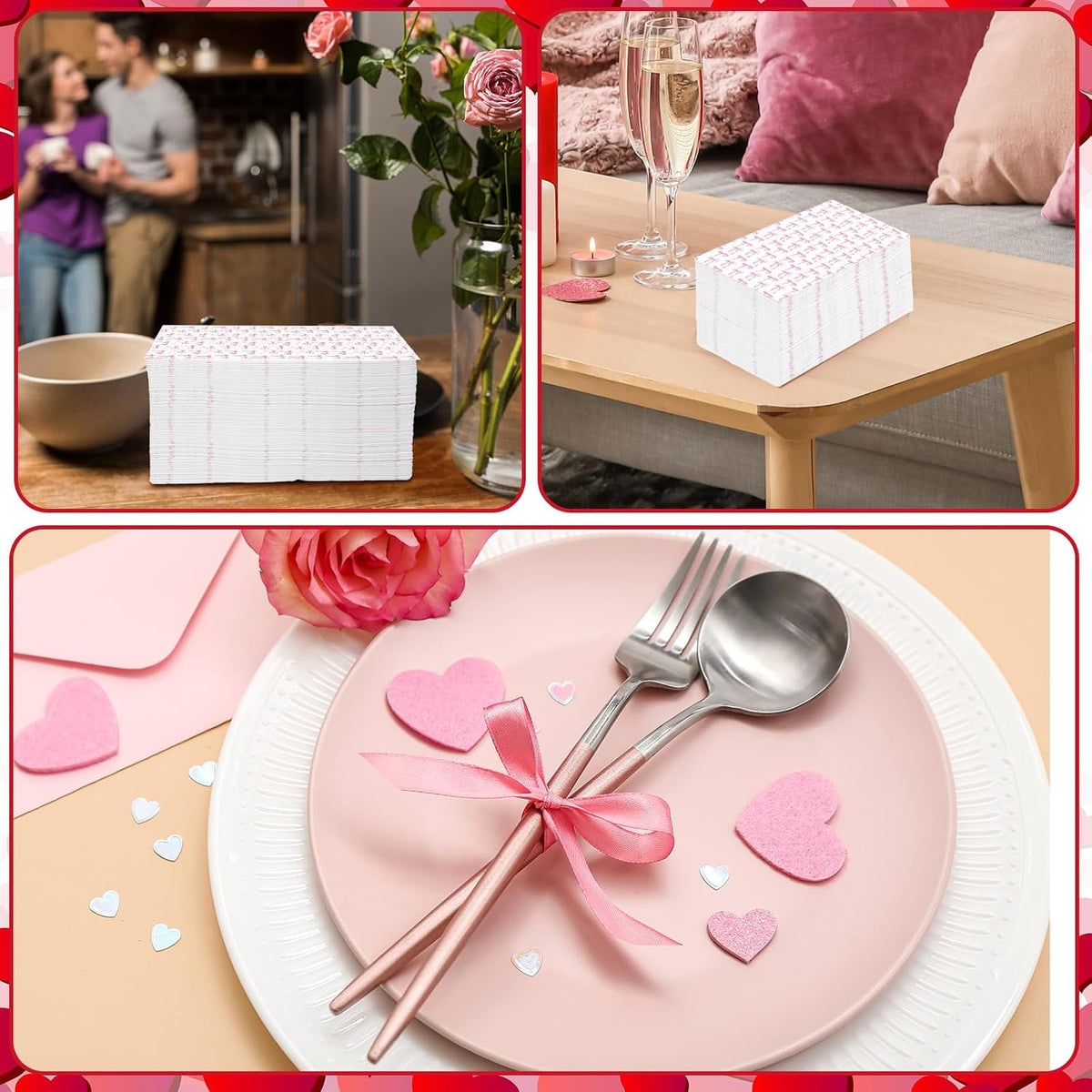 100 Pack Pink Coquette Bow Napkins Disposable Folded Paper Towel Bow Party Supplies for Birthday Bridal Shower Bachelorette Bathroom wedding Engagement Decoration