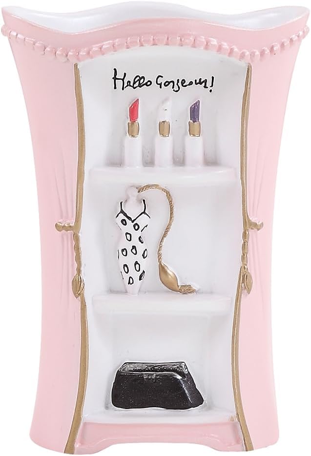 Pink Bathroom Accessories Set 5 Pcs - Soap Dispenser, Toothbrush Holder, Bathroom Tumbler, Soap Dish, Pink Bathroom Decor