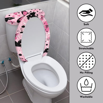 Pink Butterfly Toilet Lid Cover and Toilet Tank Cover Soft Plush Seat Covers Tank Lip Covers Fits Most Toilet Tanks & Lids Bathroom Decoration Accessories