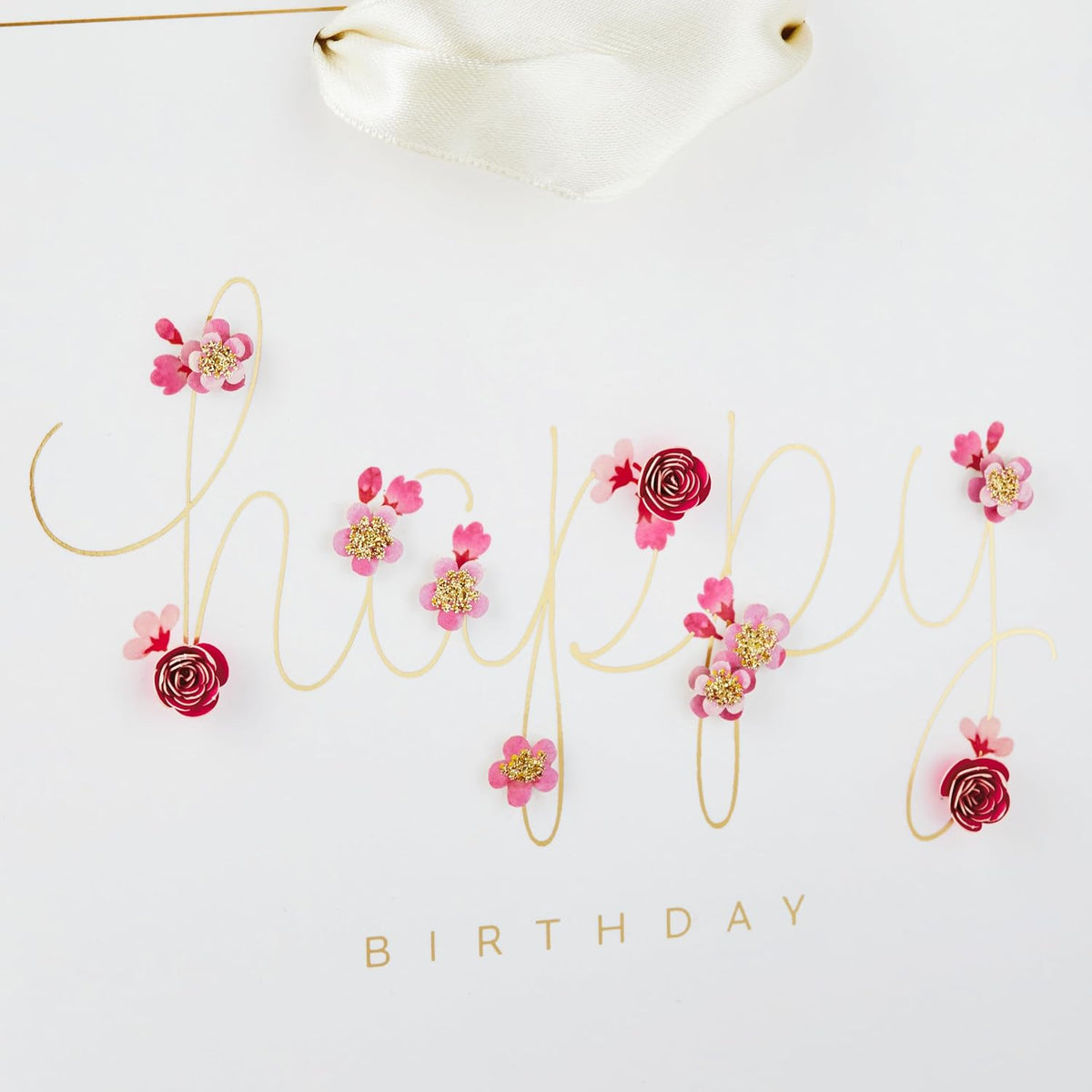 Signature 7" Medium Birthday Gift Bag with Tissue Paper (Pink Flowers)