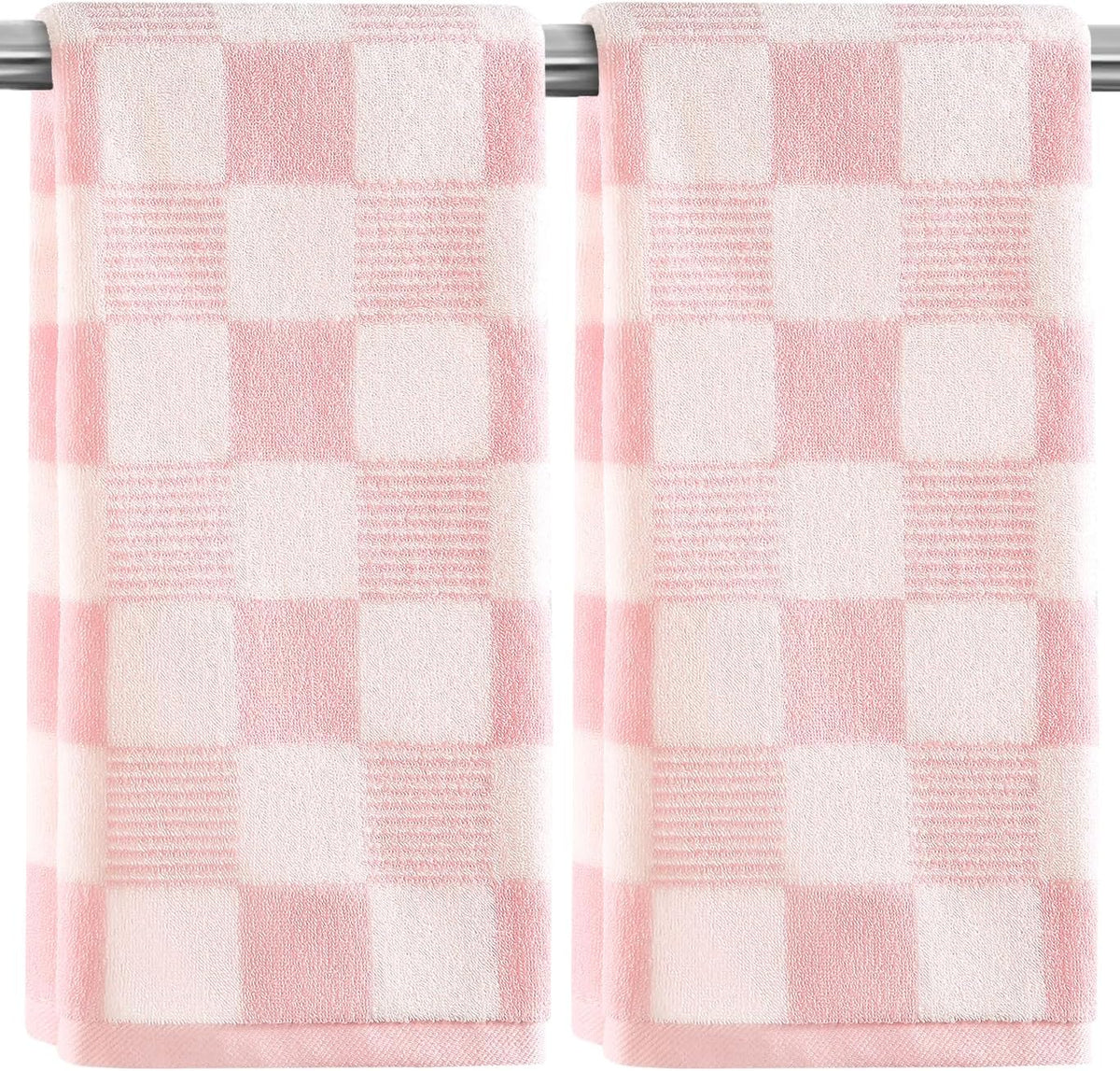 Pink Hand Towels Checkered Cute for Bathroom Kitchen Bath
