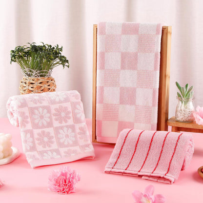 Pink Hand Towels Checkered Cute for Bathroom Kitchen Bath