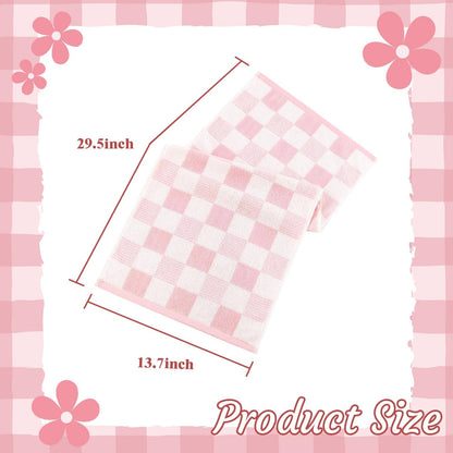 Pink Hand Towels Checkered Cute for Bathroom Kitchen Bath