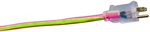 Southwire Heavy Duty Extension Cord, 100Ft, 12 Gauge, 3 Conductor, Neon Extension Cord, SJTW, Pink and Green, 2549SW0077