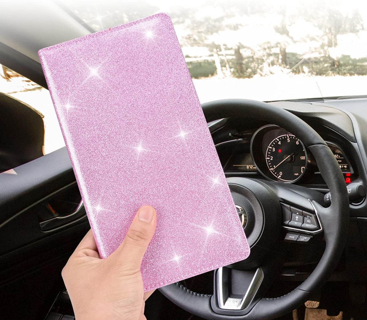 Car Registration and Insurance Holder, Glove Box Organizer, Bling Pink