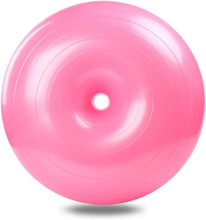 Pink Donut Shaped PVC Yoga Balance Ball with Air Pump