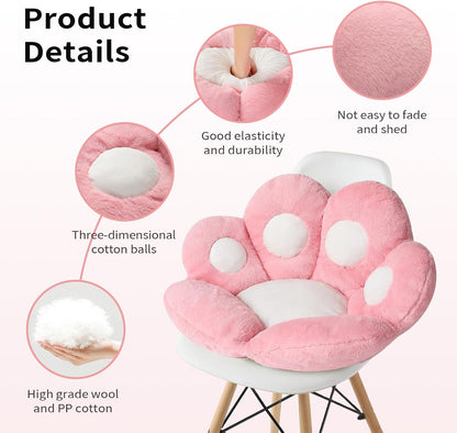 Cat Paw Cushion Kawaii Chair Cushions 27.5 x 23.6 inch Cute Stuff Seat Pad Comfy Lazy Sofa Office Floor Pillow for Gaming Chairs Room Decor Pink