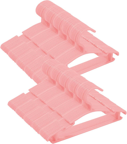 100 Pack Pink Baby Nursery Closet Hangers, Baby Hangers, Kids Hangers, Non-Slip Laundry Infant Pant & Coat Hangers for Newborn Clothes, Ultra-Thin Plastic Hangers for Girls Boys Toddler Kids