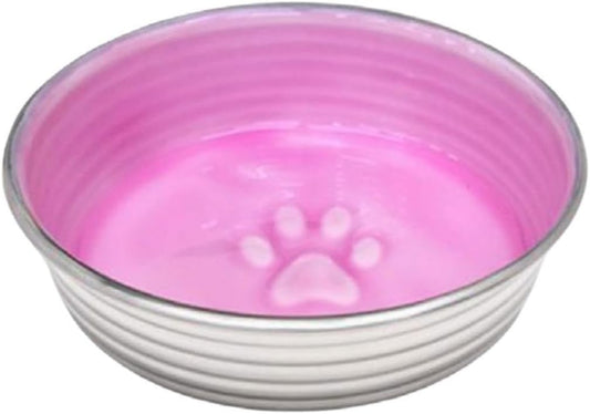 Loving Pets - Le BOL Dog Food Water Bowl Enamel Ceramic Bowl No Tip Stainless Steel Pet Bowl No Skid Spill Proof (Small, Rose)