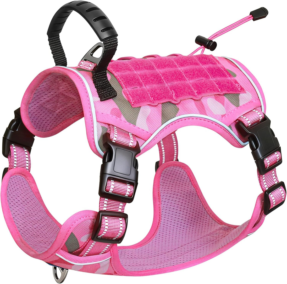 Tactical Dog Harness No Pull,Service Dog Vest with Handle,Pink Camo, M