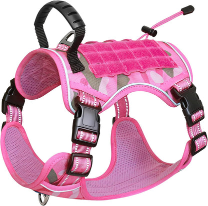Tactical Dog Harness No Pull,Service Dog Vest with Handle,Pink Camo, M
